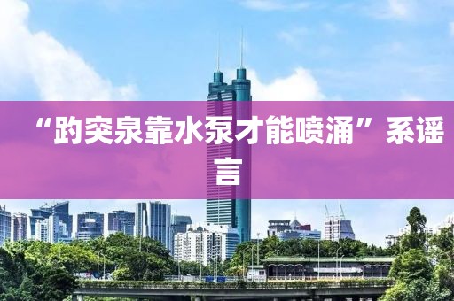 “趵突泉靠水泵才能喷涌”系谣言