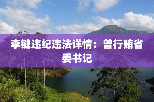 李键违纪违法详情：曾行贿省委书记