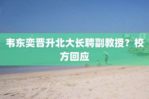 韦东奕晋升北大长聘副教授？校方回应