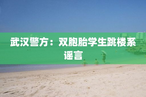 武汉警方:双胞胎学生跳楼系谣言