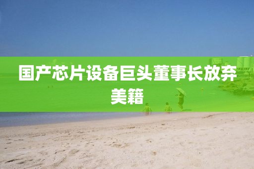 国产芯片设备巨头董事长放弃美籍
