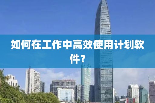 如何在工作中高效使用计划软件？