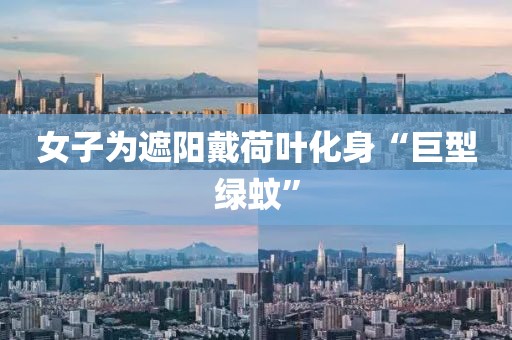 女子为遮阳戴荷叶化身“巨型绿蚊”