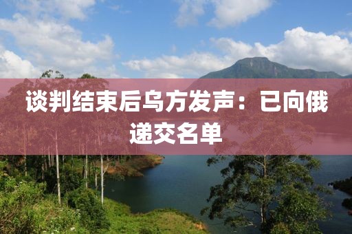 谈判结束后乌方发声：已向俄递交名单