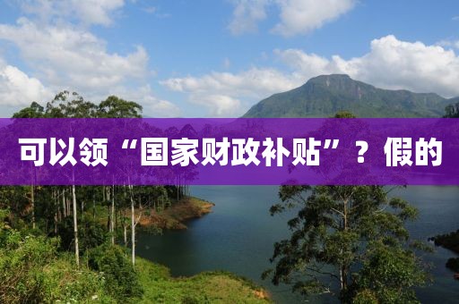 可以领“国家财政补贴”？假的