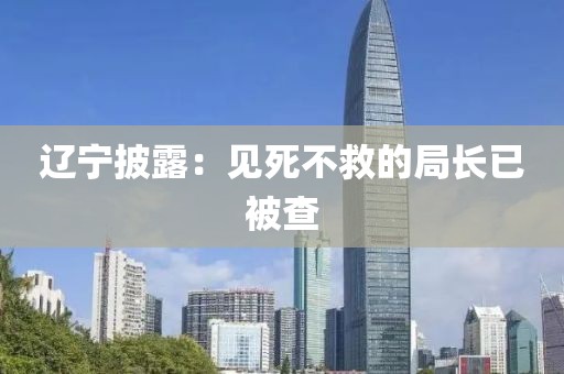 辽宁披露:见死不救的局长已被查